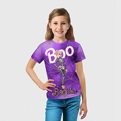 Футболка детская Барби в костюме скелета: паутина и фиолетовый дым, цвет: 3D-принт — фото 2