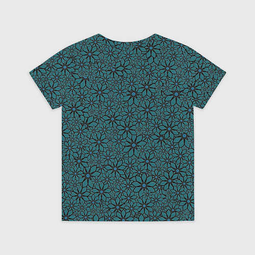 Детская футболка Цветочный паттерн сине-зелёный / 3D-принт – фото 2