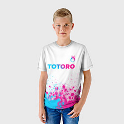 Футболка детская Totoro neon gradient style: символ сверху, цвет: 3D-принт — фото 2