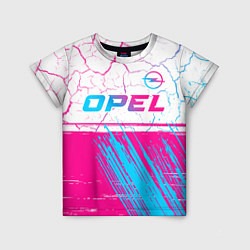 Футболка детская Opel neon gradient style: символ сверху, цвет: 3D-принт