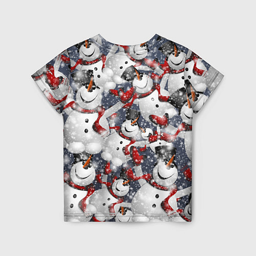 Детская футболка Зимний паттерн со снеговиками / 3D-принт – фото 2
