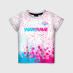 Футболка детская Warframe neon gradient style: символ сверху, цвет: 3D-принт