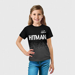 Футболка детская Hitman glitch на темном фоне: символ сверху, цвет: 3D-принт — фото 2