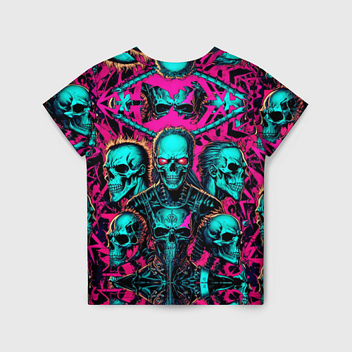 Детская футболка Slipknot на фоне рок черепов / 3D-принт – фото 2