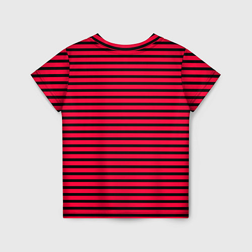 Детская футболка Красно-розовый в чёрную полоску / 3D-принт – фото 2