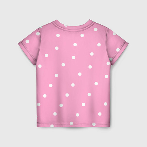 Детская футболка Барби - белый горошек на розовом / 3D-принт – фото 2