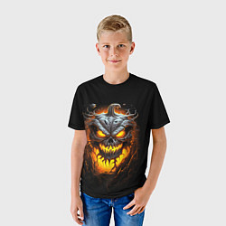 Футболка детская Halloween - зловещая тыква, цвет: 3D-принт — фото 2