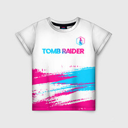 Футболка детская Tomb Raider neon gradient style посередине, цвет: 3D-принт