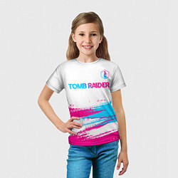 Футболка детская Tomb Raider neon gradient style посередине, цвет: 3D-принт — фото 2