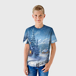 Футболка детская Новогодний домик, цвет: 3D-принт — фото 2