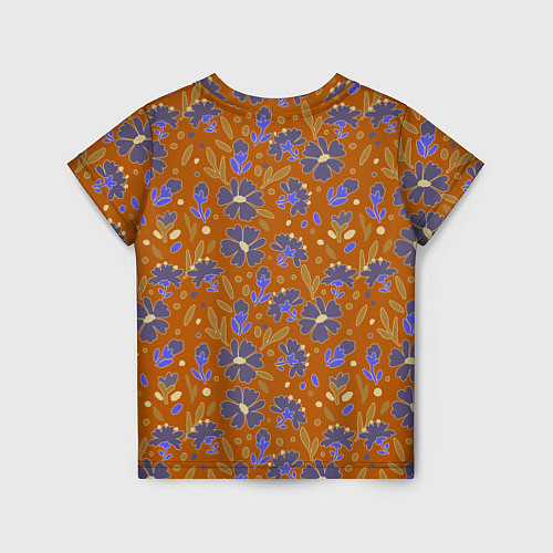 Детская футболка Цветы в поле коричневый цвет / 3D-принт – фото 2