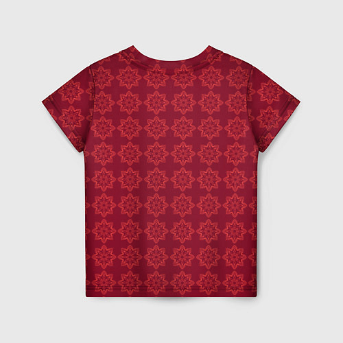 Детская футболка Цветочный стилизованный паттерн бордовый / 3D-принт – фото 2