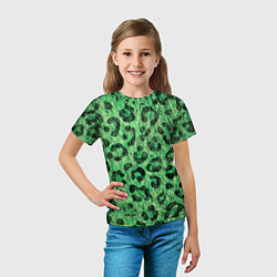 Футболка детская Зелёный леопард паттерн, цвет: 3D-принт — фото 2