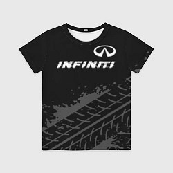 Футболка детская Infiniti speed на темном фоне со следами шин посер, цвет: 3D-принт