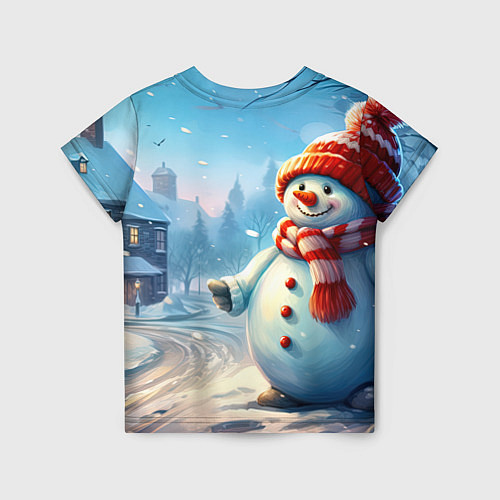 Детская футболка Снеговик новогодний / 3D-принт – фото 2