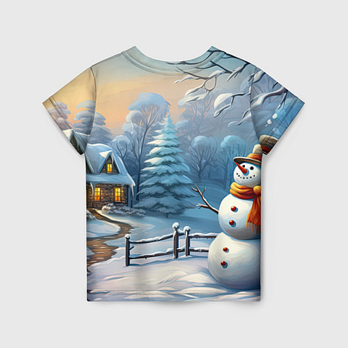 Детская футболка Новый год и снеговик / 3D-принт – фото 2