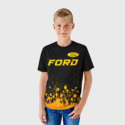 Футболка детская Ford - gold gradient посередине, цвет: 3D-принт — фото 2