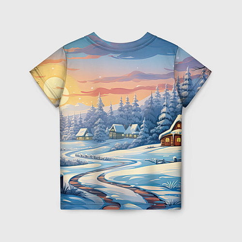 Детская футболка Новогодний пейзаж зимний / 3D-принт – фото 2