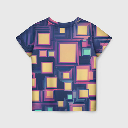 Детская футболка Разноцветные ретро квадраты / 3D-принт – фото 2