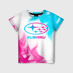 Футболка детская Subaru neon gradient style, цвет: 3D-принт