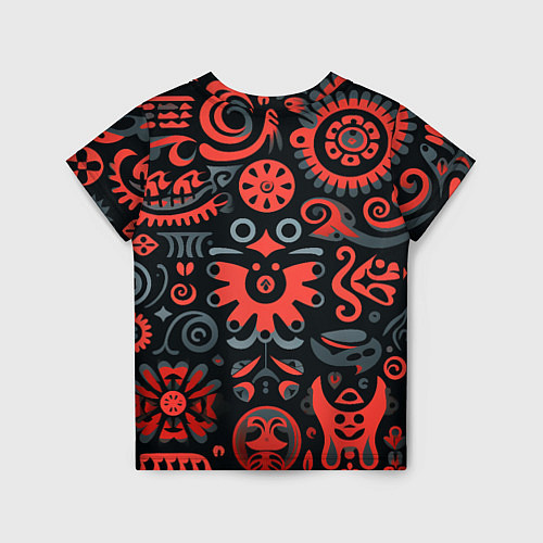 Детская футболка Красно-черный узор в славянском стиле / 3D-принт – фото 2