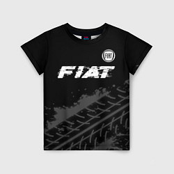 Футболка детская Fiat speed на темном фоне со следами шин посередин, цвет: 3D-принт