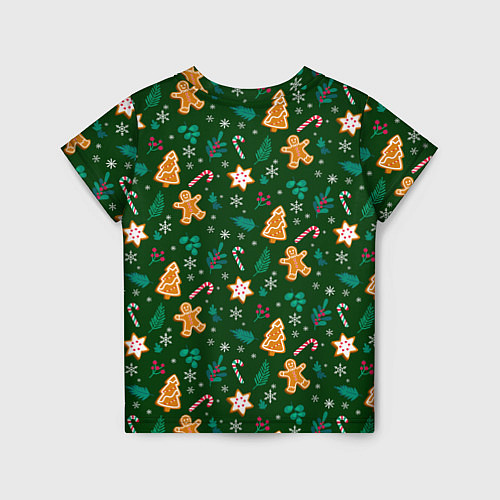 Детская футболка New year pattern with green background / 3D-принт – фото 2
