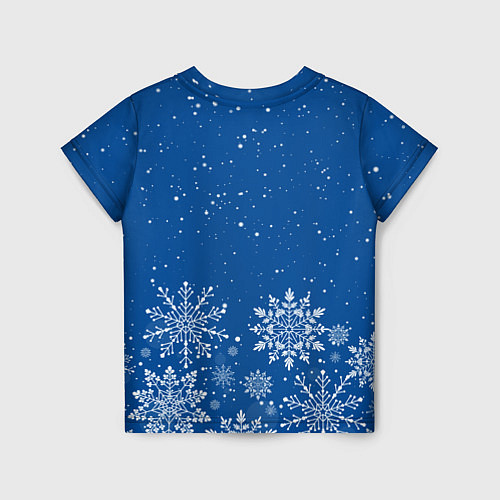 Детская футболка Текстура снежинок на синем фоне / 3D-принт – фото 2