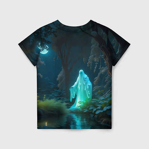 Детская футболка Светящийся зеленым призрак в лесу / 3D-принт – фото 2