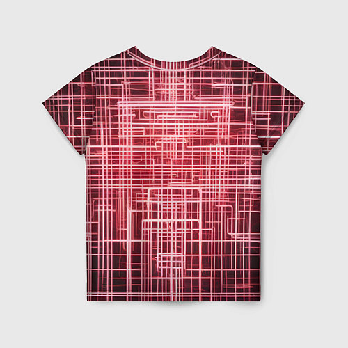 Детская футболка Красные неоновые полосы киберпанк / 3D-принт – фото 2