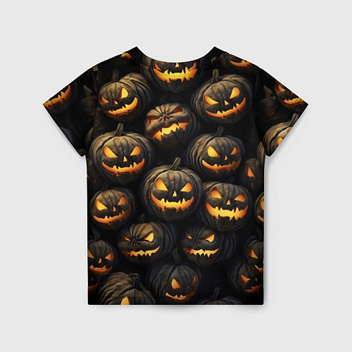 Детская футболка Зловещие хэллоуинские тыквы / 3D-принт – фото 2