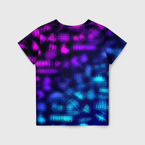 Детская футболка Фортнайт неоновые логотипы / 3D-принт – фото 2