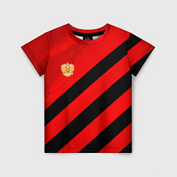Детская футболка Герб РФ - красная абстракция