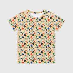 Футболка детская Разноцветные ёлочные игрушки, цвет: 3D-принт