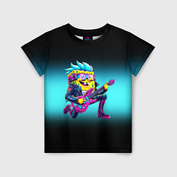 Футболка детская Sponge Bob - rock guitarist - ai art, цвет: 3D-принт