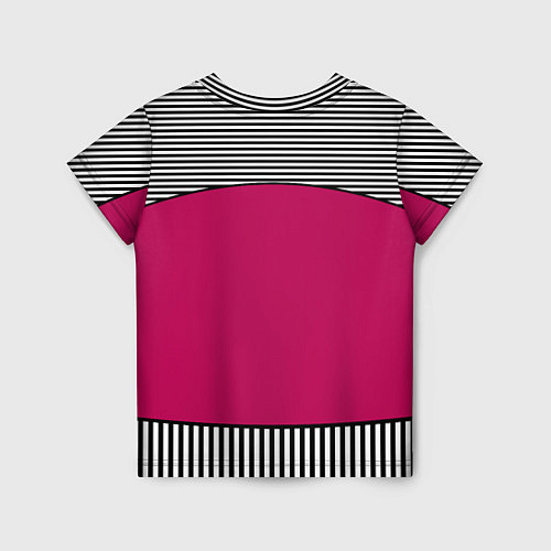 Детская футболка Узор из красного и черно-белых полос / 3D-принт – фото 2