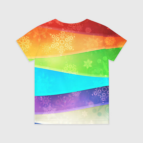 Детская футболка Абстрактный разноцветный волнистый фон со снежинка / 3D-принт – фото 2