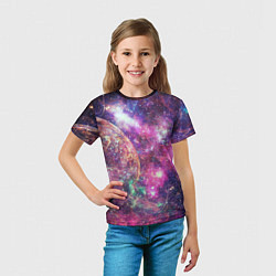 Футболка детская Пурпурные космические туманности со звездами, цвет: 3D-принт — фото 2
