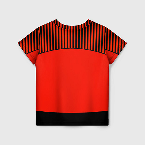 Детская футболка Оранжево черный комбинированный узор в полоску / 3D-принт – фото 2