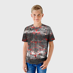 Футболка детская Красные узоры, цвет: 3D-принт — фото 2