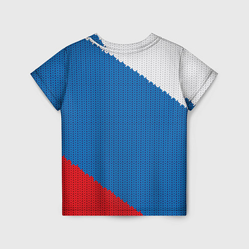 Детская футболка Белый синий красный вязаный фон / 3D-принт – фото 2