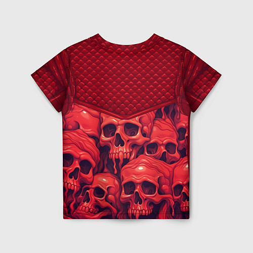 Детская футболка Расплавленные красные черепа / 3D-принт – фото 2