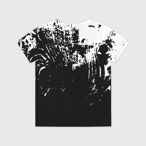 Детская футболка Черно-белый гранж текстуры дерева / 3D-принт – фото 2