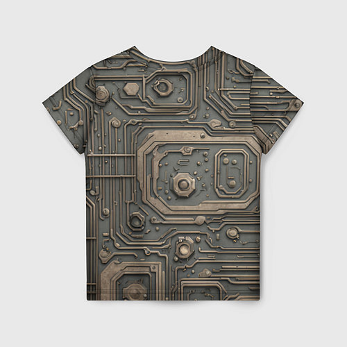 Детская футболка Металлическая ржавая обшивка с микросхемами и гайк / 3D-принт – фото 2