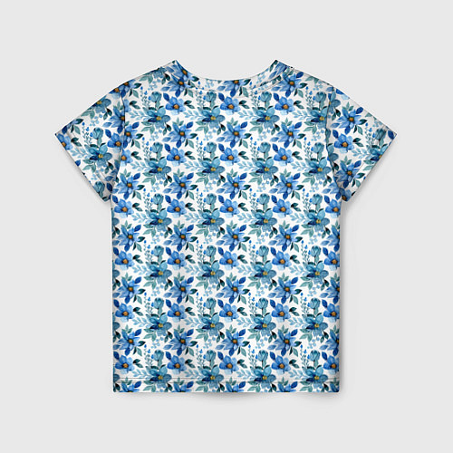 Детская футболка Полевые голубые цветы паттерн / 3D-принт – фото 2
