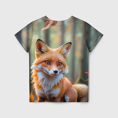 Детская футболка Портрет лисы в осеннем лесу / 3D-принт – фото 2