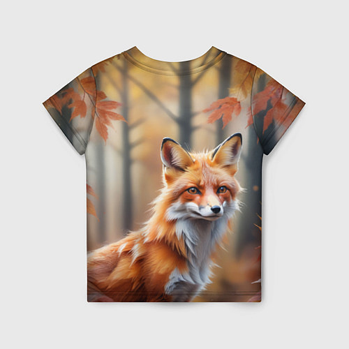 Детская футболка Рыжая лисица в осеннем лесу / 3D-принт – фото 2