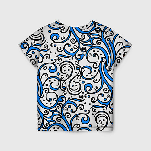 Детская футболка Синие кружевные узоры / 3D-принт – фото 2