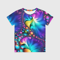 Футболка детская Розово синий фрактал, цвет: 3D-принт