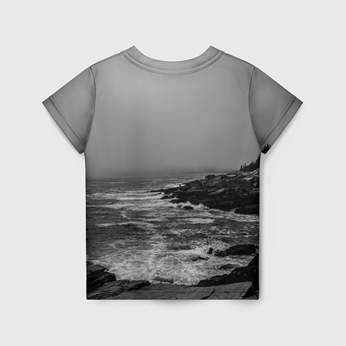 Детская футболка Символика и холодные скалы у северного моря / 3D-принт – фото 2